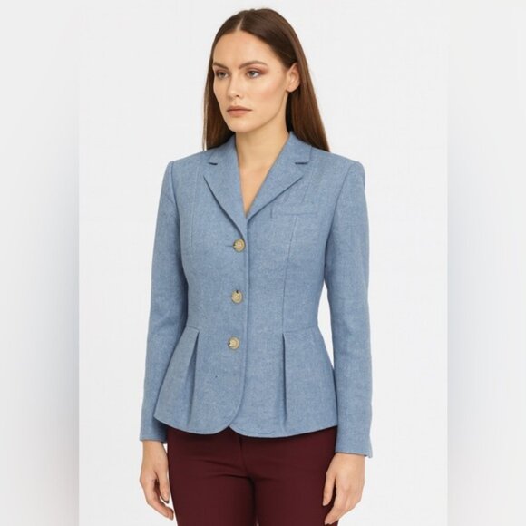 Talbots 100 % Wool Womens Jacket Size 8 Blue Blazer Single-Breasted - Picture 1 of 6